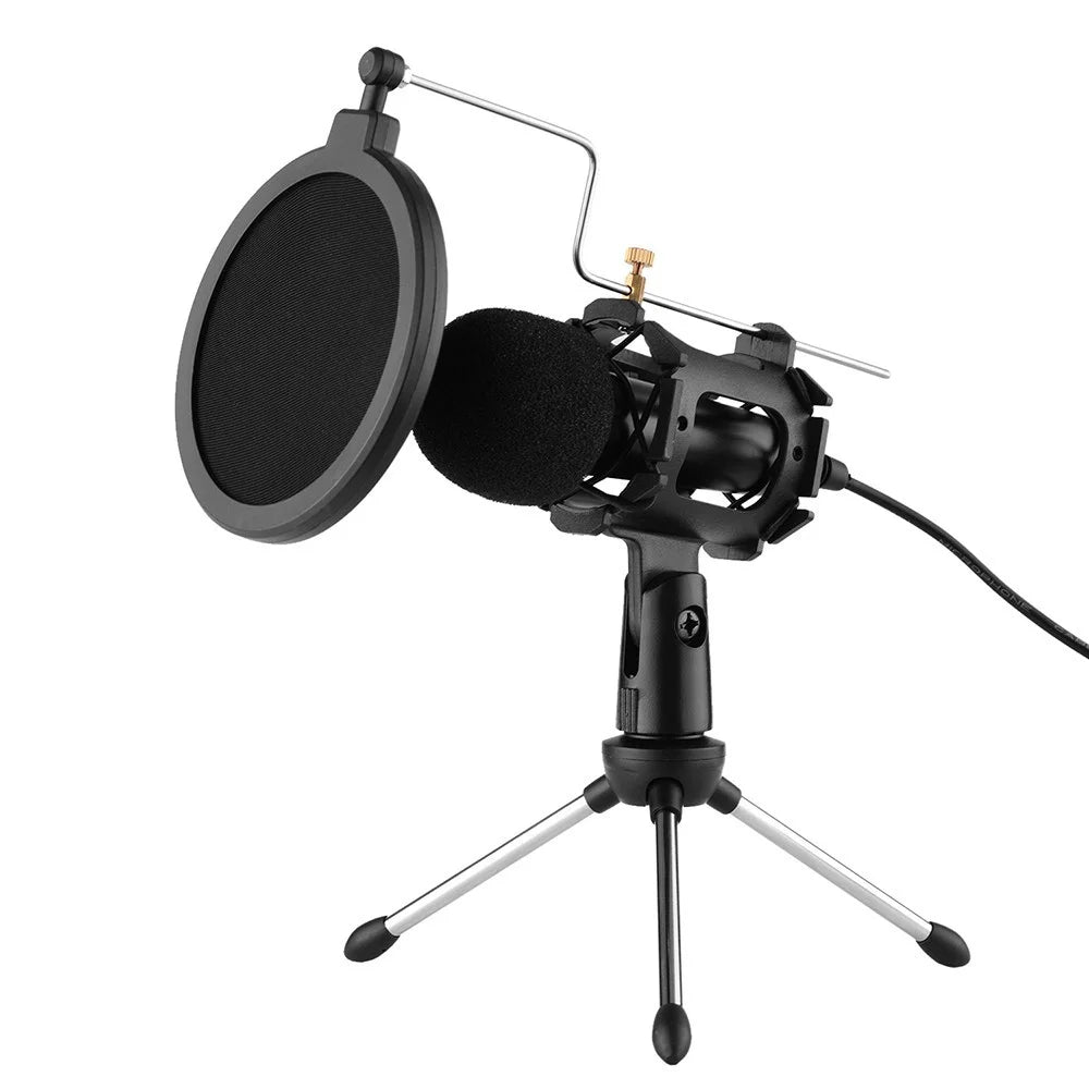 Video Microphone Kit with Mic Tripod Shock Mount Pop Filter Windshield Adapter Cable 3.5mm Plug - 1