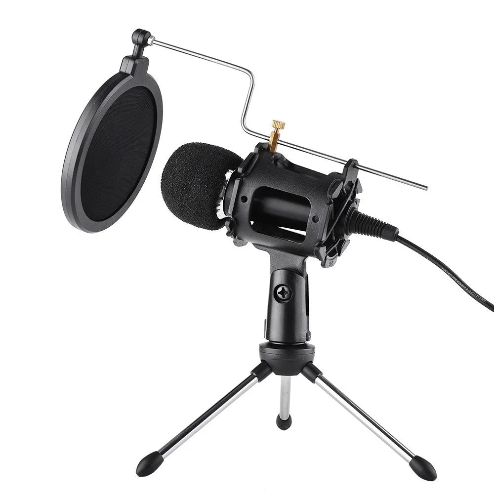 Video Microphone Kit with Mic Tripod Shock Mount Pop Filter Windshield Adapter Cable 3.5mm Plug - 6