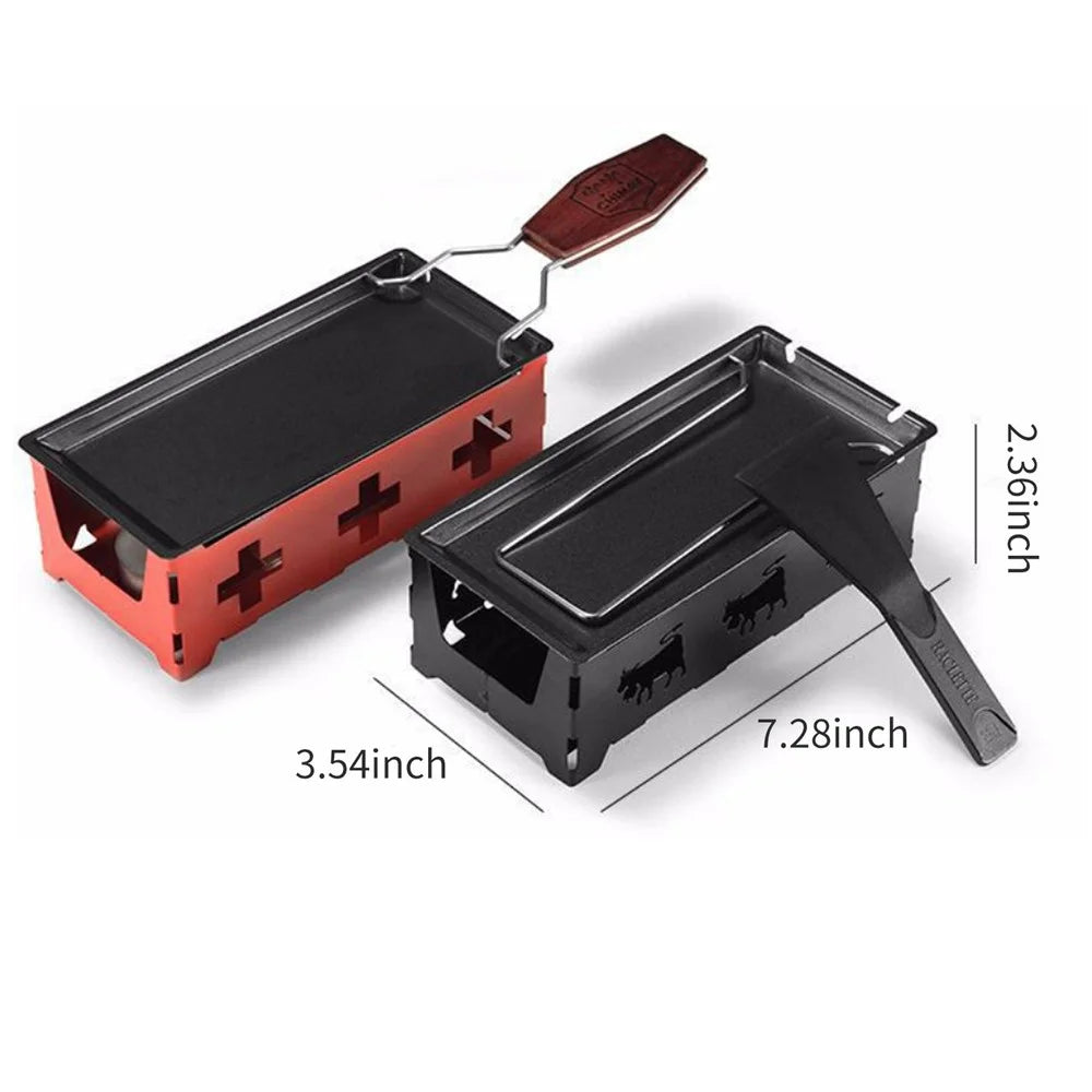 Non-Stick Raclette Grill Set Cheese Melter Pan with Spatula Kitchen Gadgets - Black - 4