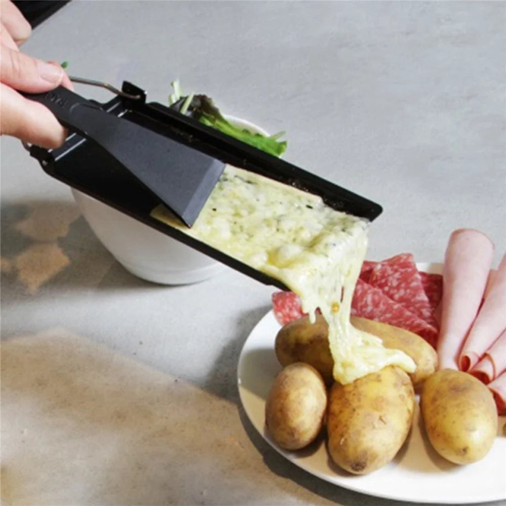 Non-Stick Raclette Grill Set Cheese Melter Pan with Spatula Kitchen Gadgets - Black - 5