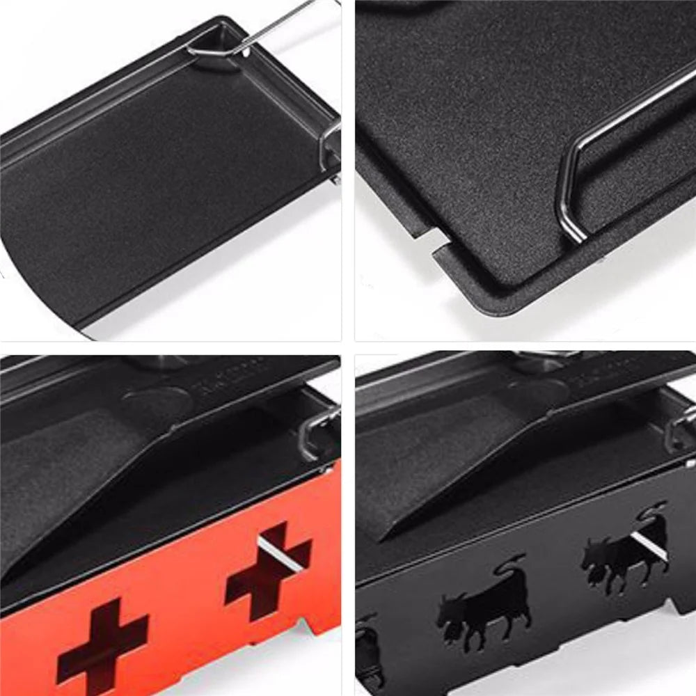 Non-Stick Raclette Grill Set Cheese Melter Pan with Spatula Kitchen Gadgets - Black - 6