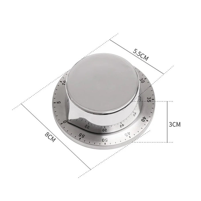 60MIN Stainless Steel Countdown Mechanical Magnetic Timer Quiet Counting For Cooking Baking Washing etc. - 7