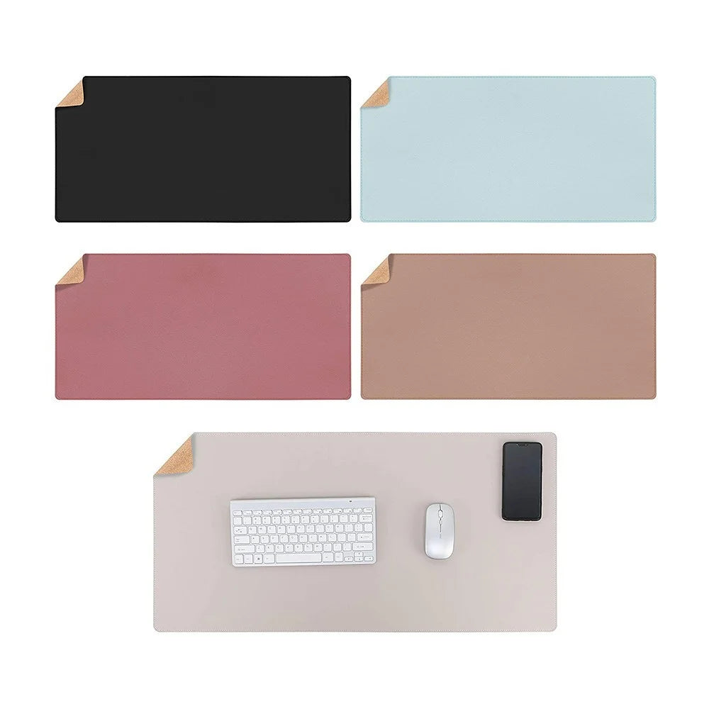 Double-Sided Mouse Pad Eco-friendly Cork PU Leather Desk Mat Waterproof Dustproof Mouse Mat - Black - 2