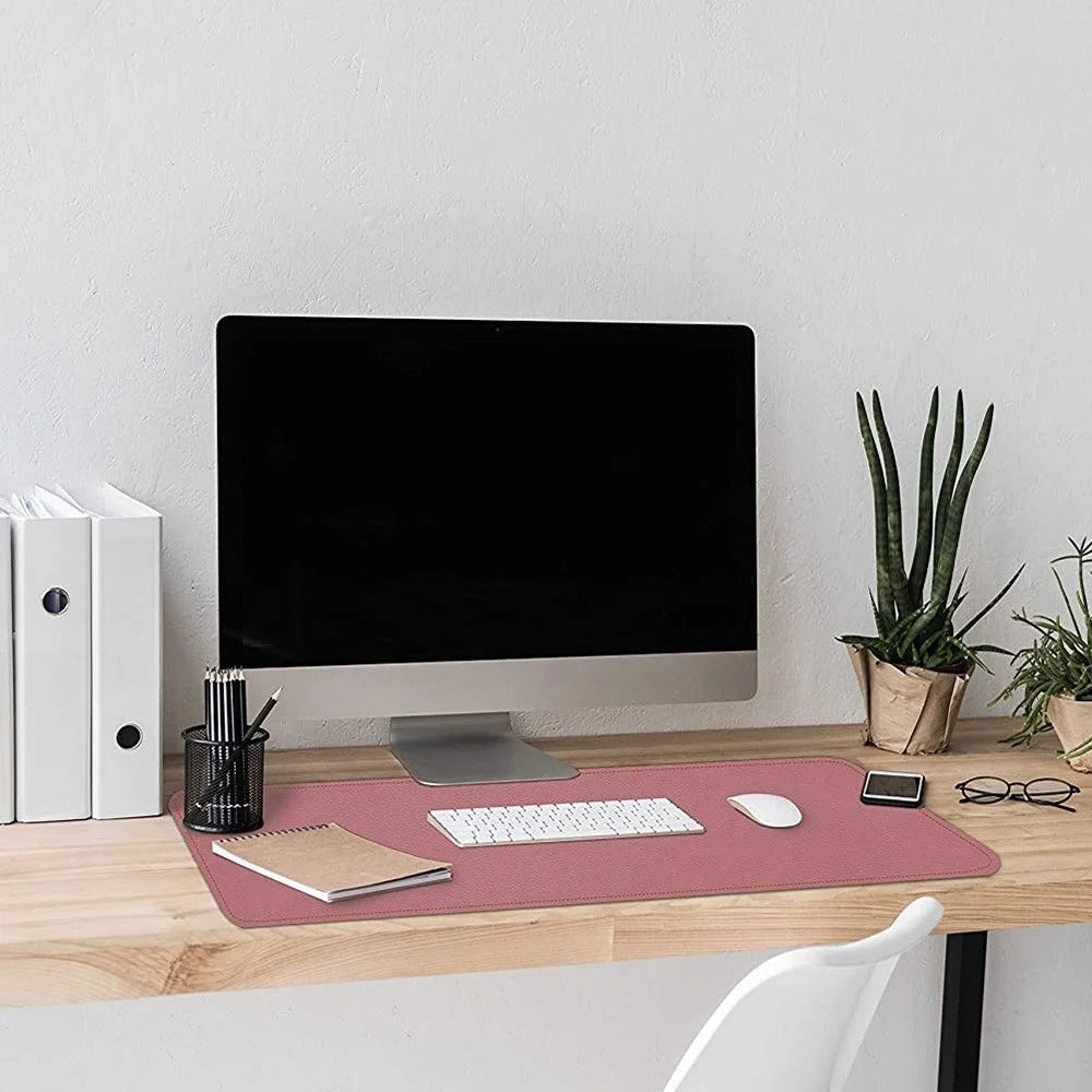 Double-Sided Mouse Pad Eco-friendly Cork PU Leather Desk Mat Waterproof Dustproof Mouse Mat - Black - 3