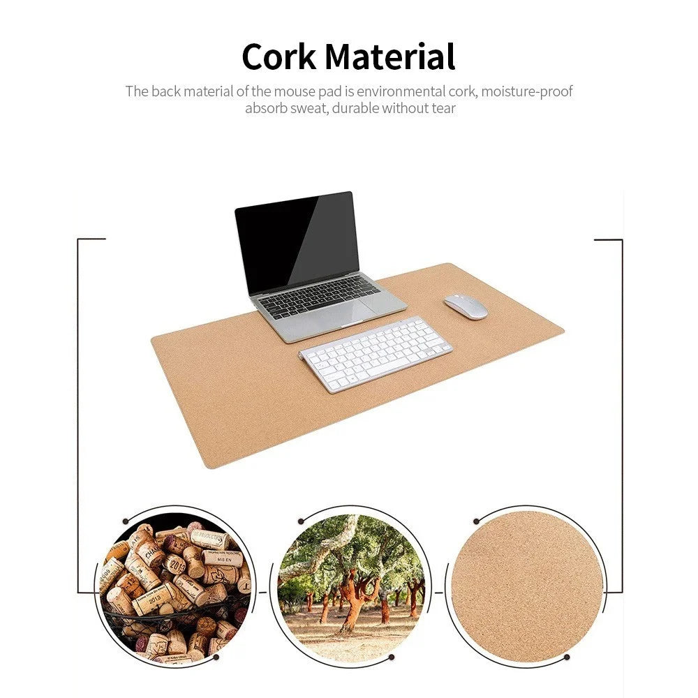 Double-Sided Mouse Pad Eco-friendly Cork PU Leather Desk Mat Waterproof Dustproof Mouse Mat - Black - 7