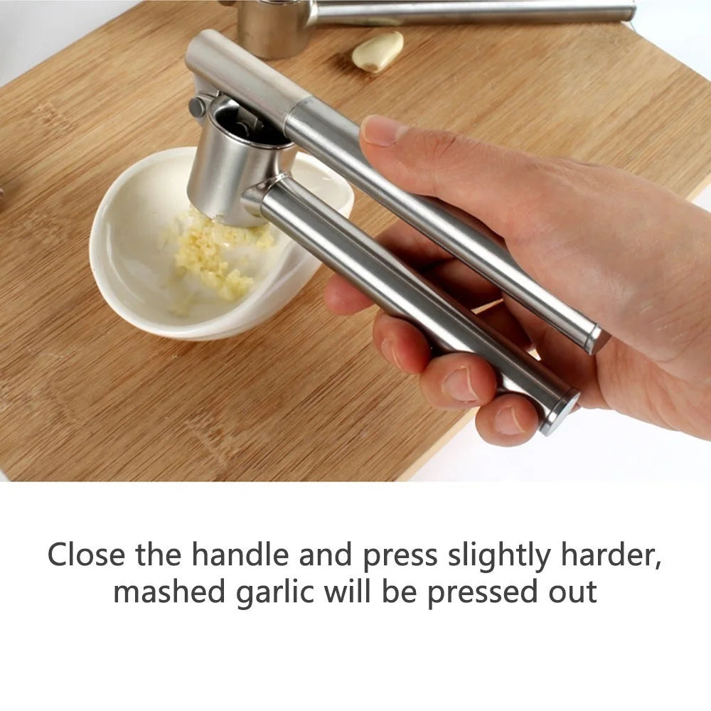 304 Stainless Steel Garlic Press Lengthened Garlic Squeezer Garlic Peeler Garlic Clamp Garlic Masher Household - Size: 186 x 70 x 50mm - 3