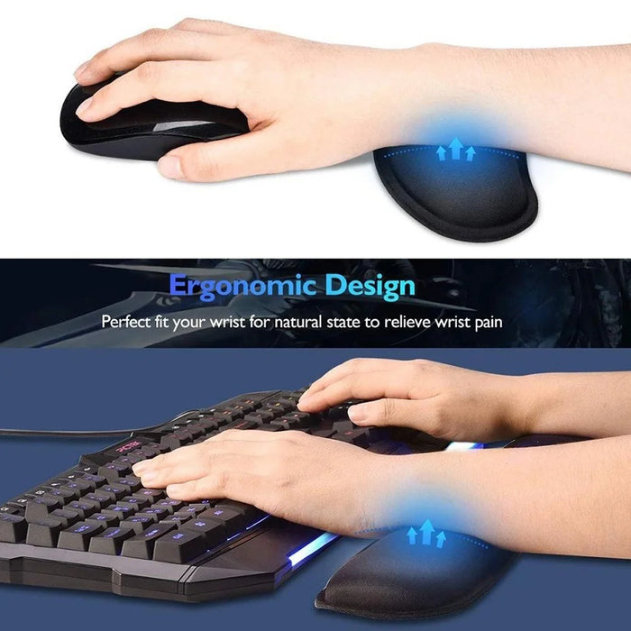 Wrist Rest Mouse Pad Keyboard Wrist Support Set Memory Foam Ergonomic Non-slip Office Gaming Mouse Support - 2
