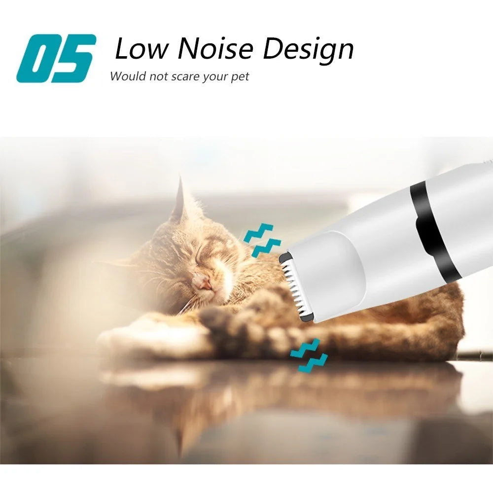 Pet Nail Grinder Multi-Functional Dog Cat Hair Trimmer 3 in 1 Electric USB Rechargeable Low Noise Grooming & Smoothing Tool - 3