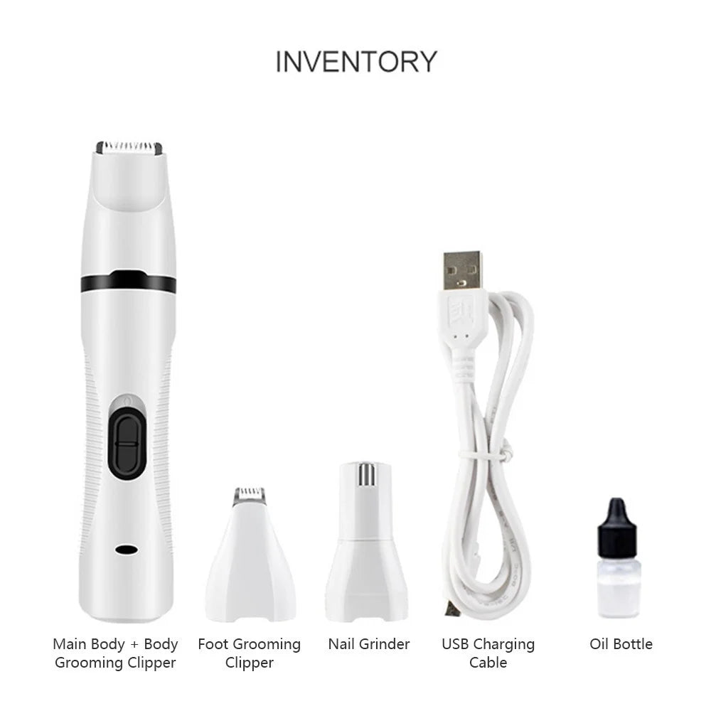 Pet Nail Grinder Multi-Functional Dog Cat Hair Trimmer 3 in 1 Electric USB Rechargeable Low Noise Grooming & Smoothing Tool - 6