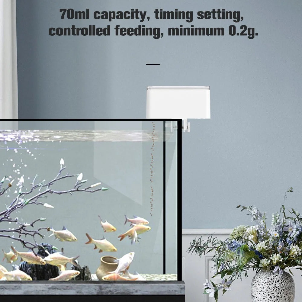 Automatic Fish Feeder Smart Digital Fish Food Dispenser Timer Fish Feeder 70ml Battery Operated Auto Feeding for Fish Tanks and Aquariums - 7