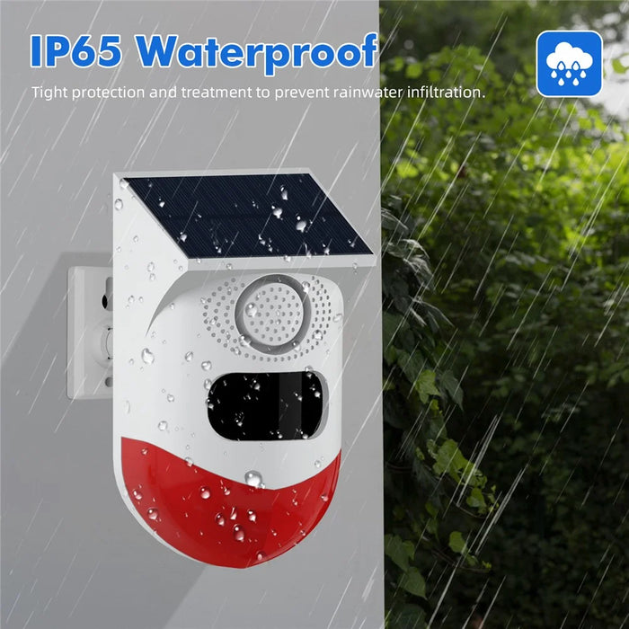 Solar Powered Wireless 433MHz Infrared Motion Sensor Detector Strobe Siren 120dB Alarm Waterproof PIR Sensor - Without Remote Control - 2
