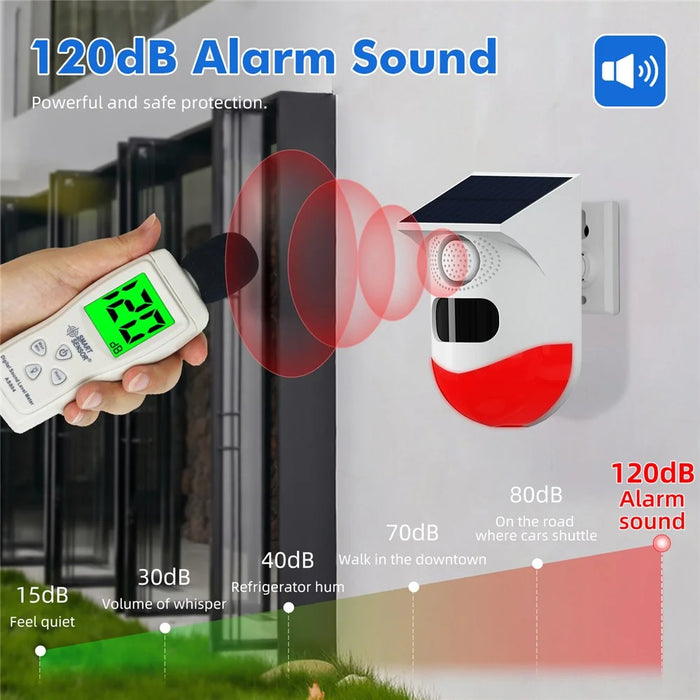 Solar Powered Wireless 433MHz Infrared Motion Sensor Detector Strobe Siren 120dB Alarm Waterproof PIR Sensor - Without Remote Control - 3
