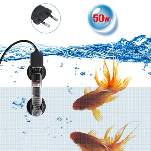 Mini Aquarium Heater Submersible Auto Thermostat Heater Fish Tank Water Heater Quartz Tube with Suction Cups - EU Plug/50W - 1
