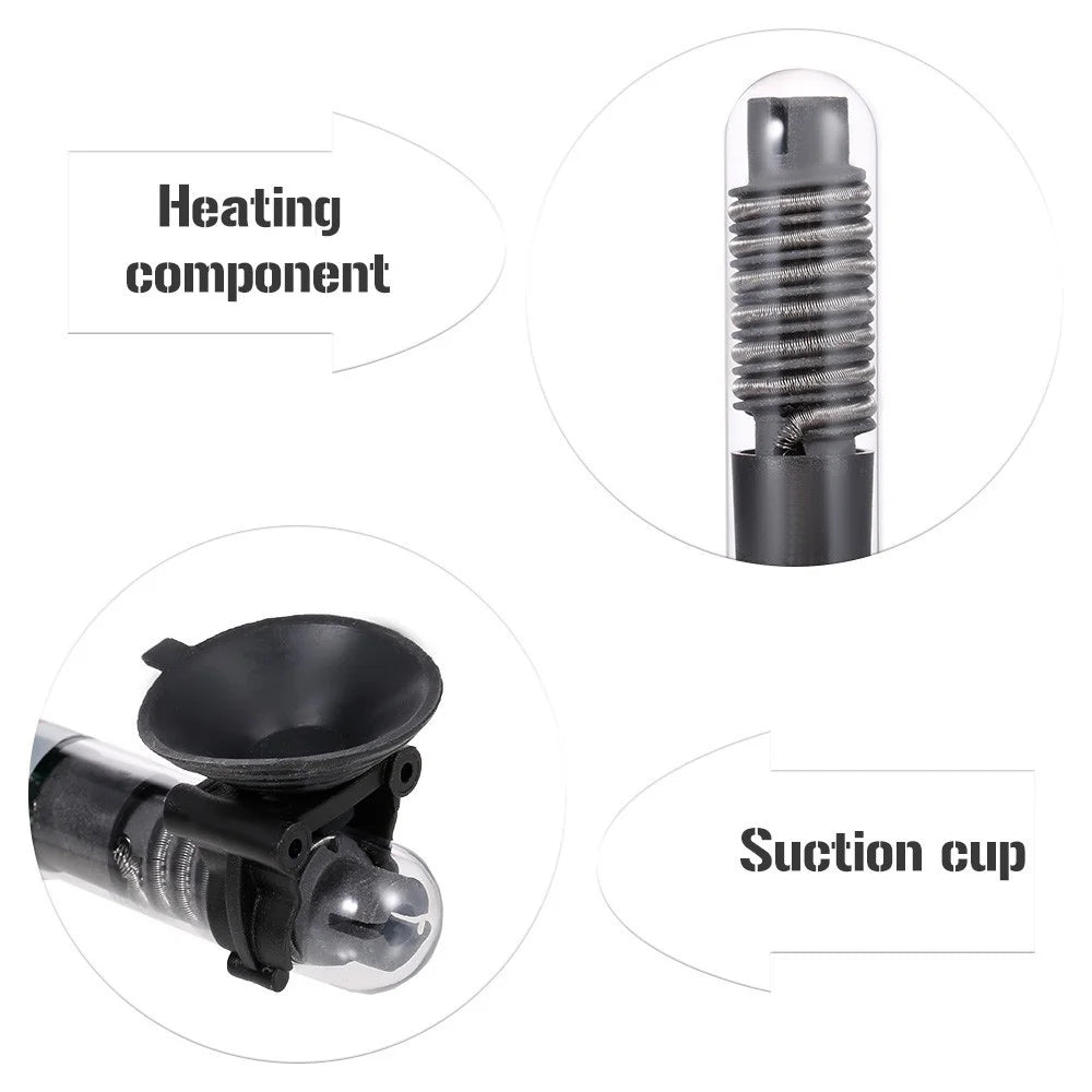Mini Aquarium Heater Submersible Auto Thermostat Heater Fish Tank Water Heater Quartz Tube with Suction Cups - EU Plug/50W - 2