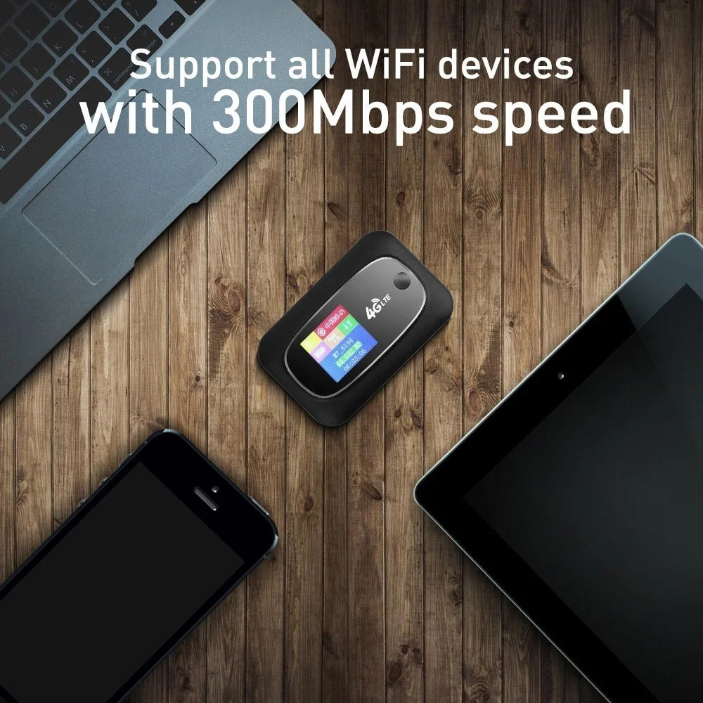 4G LTE CAT4 150Mbps Mobile WiFi Portable Hotspot Portable WiFi Wireless Wifi Router Portable Router with SIM Card Slot - Black - 7