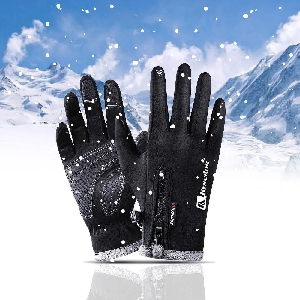 KYNCILOR For Outdoor Exercise Work Winter Warm Gloves Fleece Windproof Waterproof Gloves - Black/L - 1