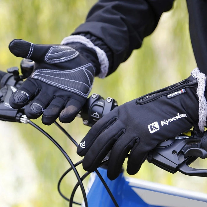 KYNCILOR For Outdoor Exercise Work Winter Warm Gloves Fleece Windproof Waterproof Gloves - Black/L - 3