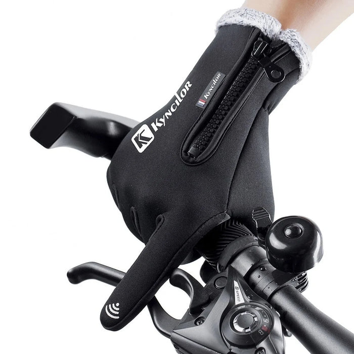 KYNCILOR For Outdoor Exercise Work Winter Warm Gloves Fleece Windproof Waterproof Gloves - Black/L - 4