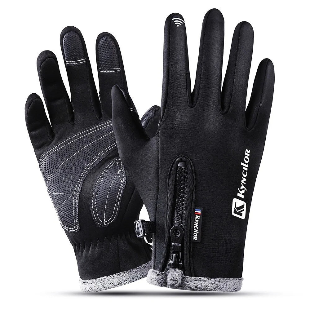 KYNCILOR For Outdoor Exercise Work Winter Warm Gloves Fleece Windproof Waterproof Gloves - Black/L - 5