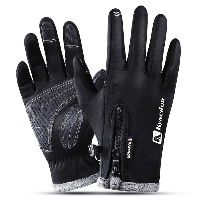 KYNCILOR For Outdoor Exercise Work Winter Warm Gloves Fleece Windproof Waterproof Gloves - Black/L - 5