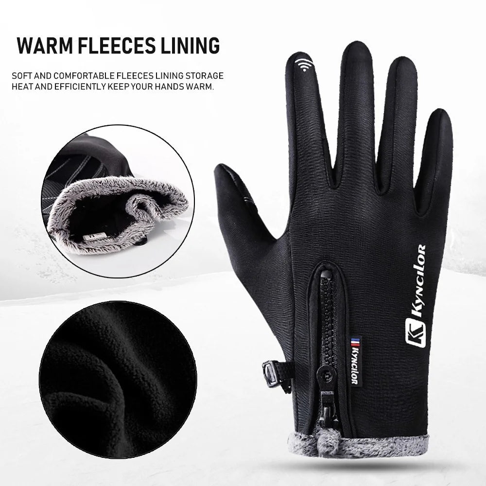 KYNCILOR For Outdoor Exercise Work Winter Warm Gloves Fleece Windproof Waterproof Gloves - Black/L - 6