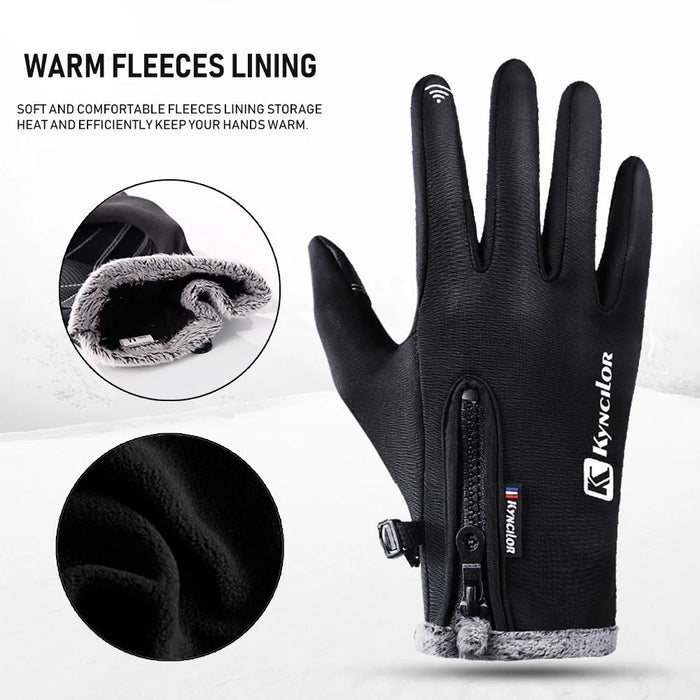 KYNCILOR For Outdoor Exercise Work Winter Warm Gloves Fleece Windproof Waterproof Gloves - Black/L - 6