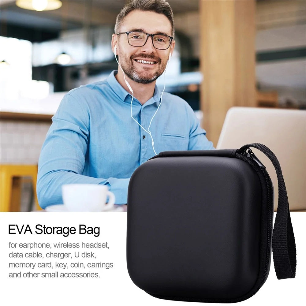 Portable Earbuds Case EVA+PU Waterproof Earphone Data Cable Storage Bag Travel Carrying Case - 2