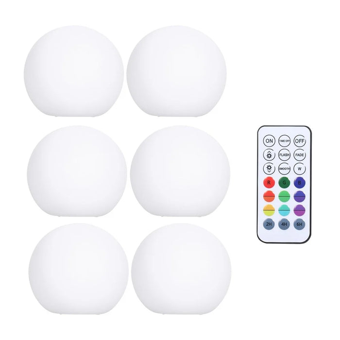 Dimmable Floatings Pool Light with RF Remote Control 16 Colors & 3 Dynamic Modes RGBW Color Changing LEDs Ball Lights - 6PCS - 6