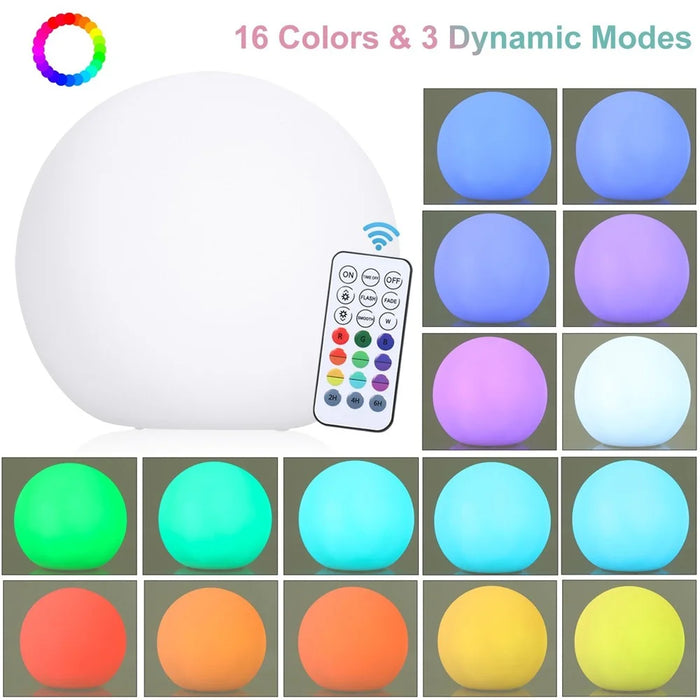 Dimmable Floatings Pool Light with RF Remote Control 16 Colors & 3 Dynamic Modes RGBW Color Changing LEDs Ball Lights - 6PCS - 7
