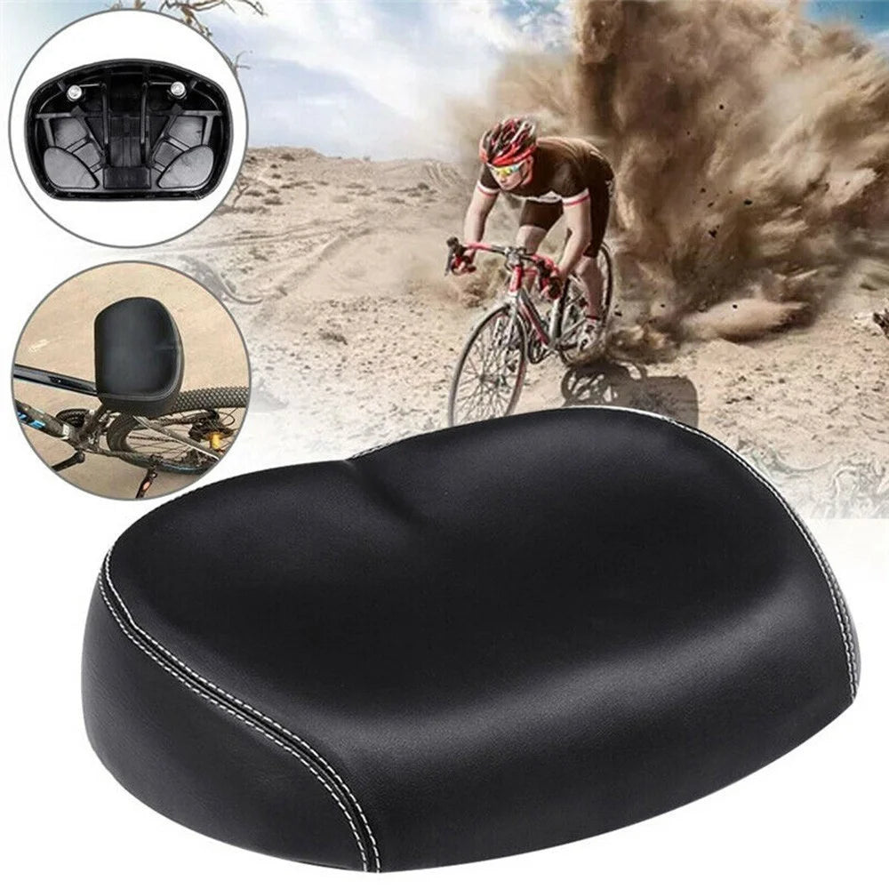 Big Ass Bike Cycling Noseless Saddle Wide Large Soft PU Pad Seat - Black - 6