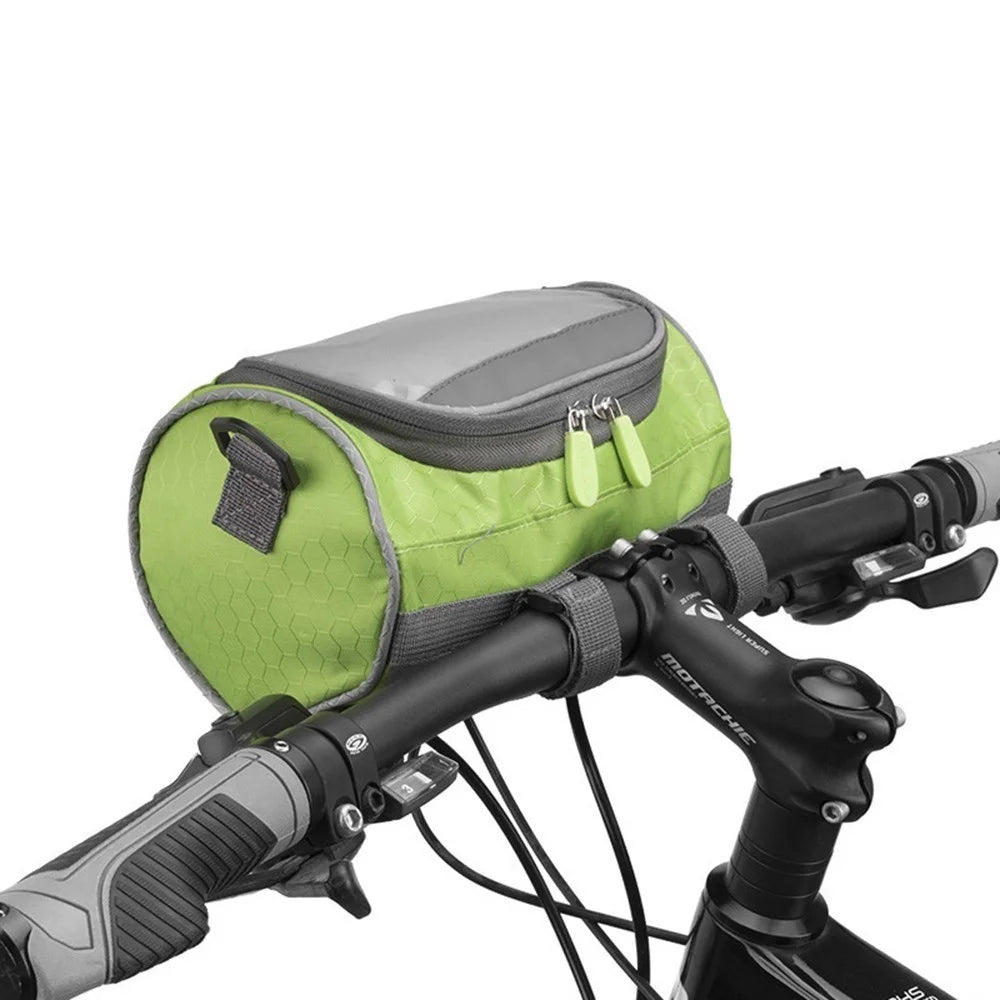 Bike Handlebar Bag Bike Bucket Bag with Touch Screen Waterproof Bicycle Front Storage Bag Large Capacity Cycling Front Pack - Green - 4