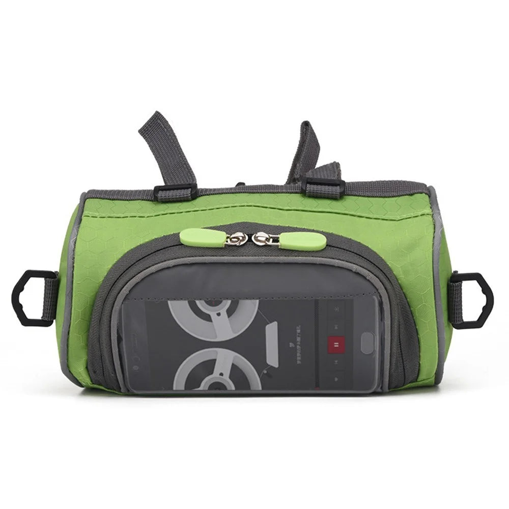 Bike Handlebar Bag Bike Bucket Bag with Touch Screen Waterproof Bicycle Front Storage Bag Large Capacity Cycling Front Pack - Green - 6
