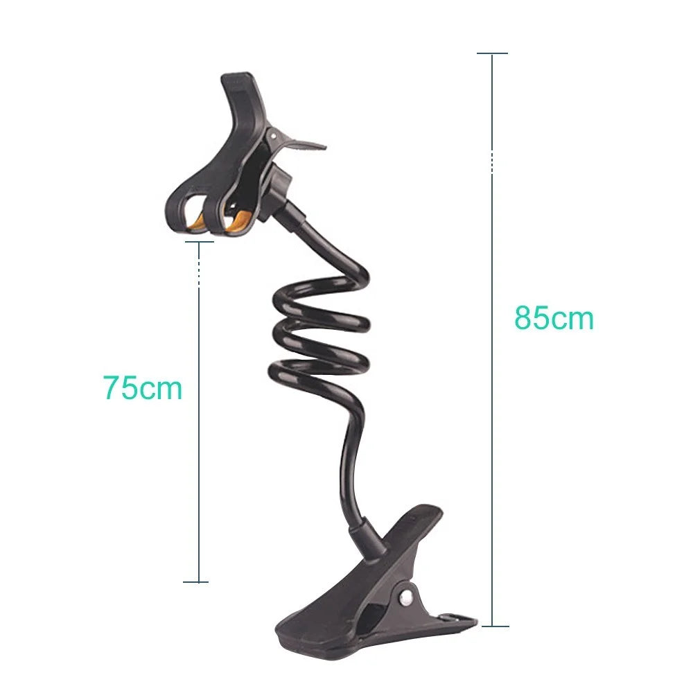 Lazy Phone Holder Cell Phones Clip Stand Handsfree Gooseneck Rotating Mount for Up to 6.3 Inches Devices - Black - 3