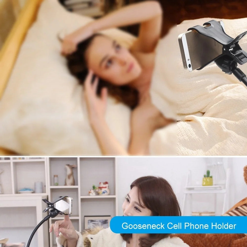 Lazy Phone Holder Cell Phones Clip Stand Handsfree Gooseneck Rotating Mount for Up to 6.3 Inches Devices - Black - 4