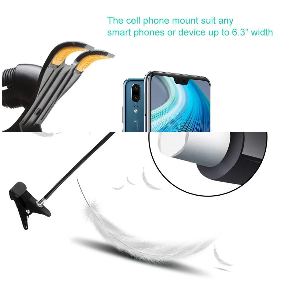 Lazy Phone Holder Cell Phones Clip Stand Handsfree Gooseneck Rotating Mount for Up to 6.3 Inches Devices - Black - 5
