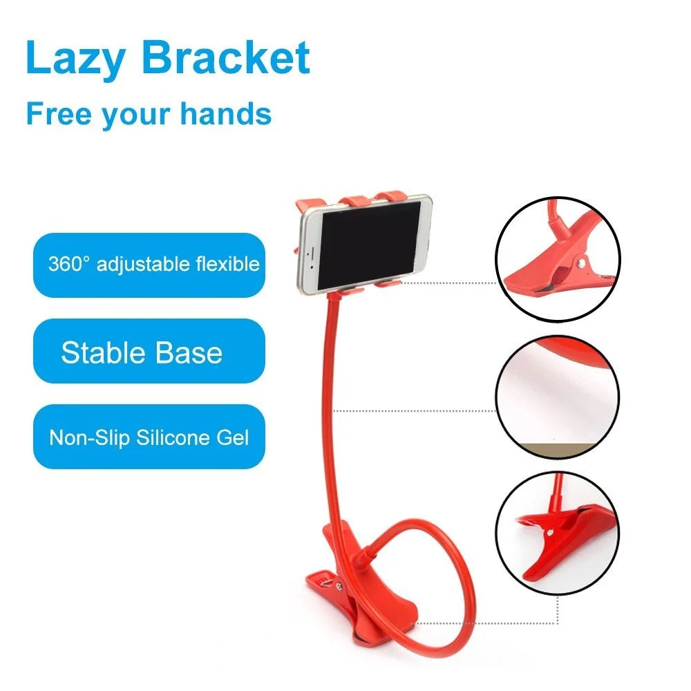 Lazy Phone Holder Cell Phones Clip Stand Handsfree Gooseneck Rotating Mount for Up to 6.3 Inches Devices - Black - 7