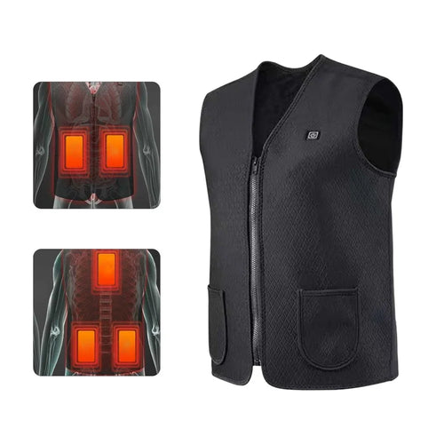 Men Heated Vest Winter Warm Heated Vest Heating Jacket Light USB Electric Warm Clothes for Outdoor Running Cycling Biking Driving Hiking(Battery Not Included) - L - 1