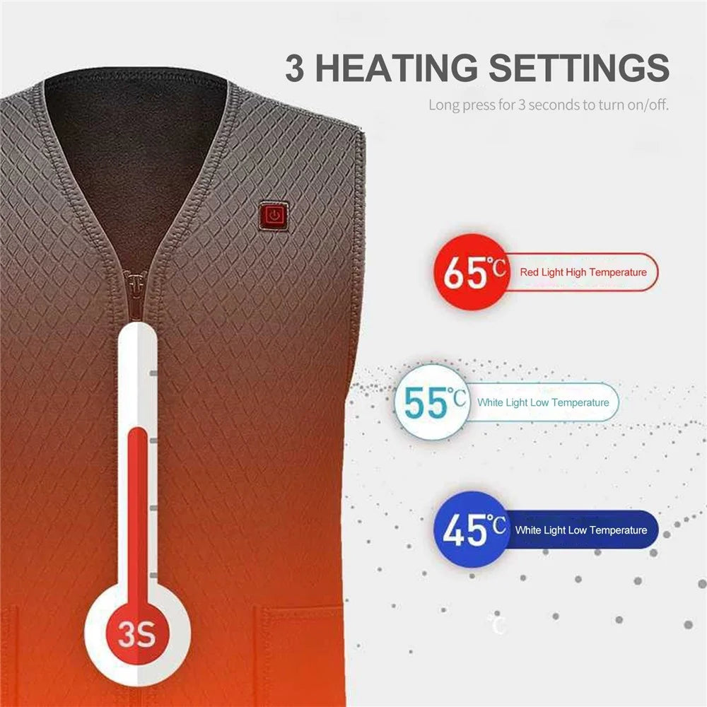 Men Heated Vest Winter Warm Heated Vest Heating Jacket Light USB Electric Warm Clothes for Outdoor Running Cycling Biking Driving Hiking(Battery Not Included) - L - 4