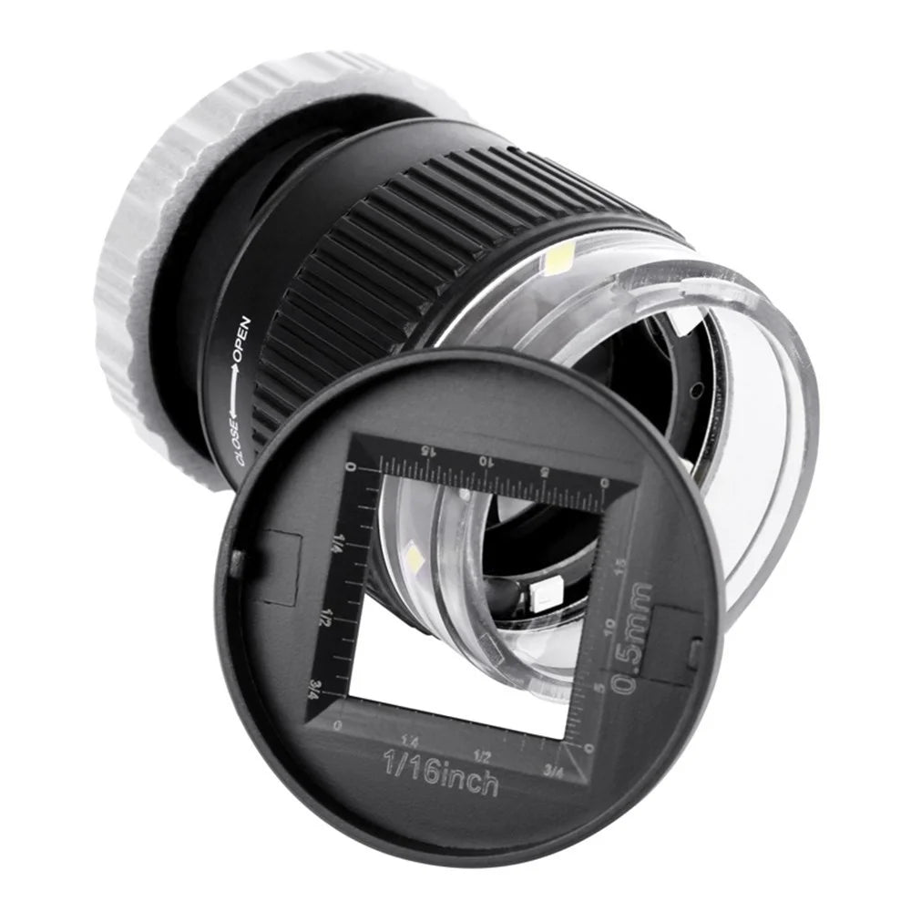 LED Scale Loupe 30X Adjustable Magnification Magnifier Metal Cylinder Type Mirror - Black - 5