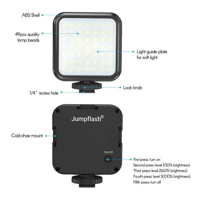 Jumpflash L49R LED Video Light Dimmable On Camera Fill Light for Photography Video - 7
