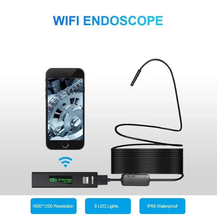 1200P Digital Handheld USB WiFi Endoscope Camera 8LEDs Adjustable IP68 Waterproof - Hard Wire 10m - 4