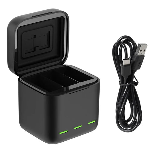 TELESIN GP-BCG-901 3-Channel USB Battery Quick Charger Batteries Storage Carrying Case - 1