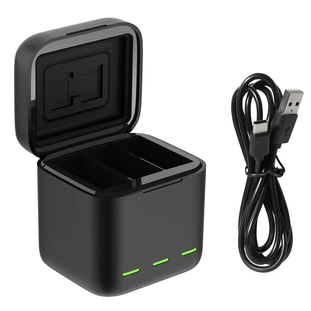 TELESIN GP-BCG-901 3-Channel USB Battery Quick Charger Batteries Storage Carrying Case - 1