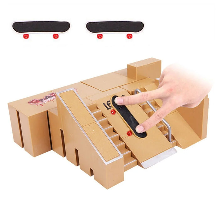 Mini Alloy Finger Skating Board Skate Park Kit Venue Combination Toys - S - 1