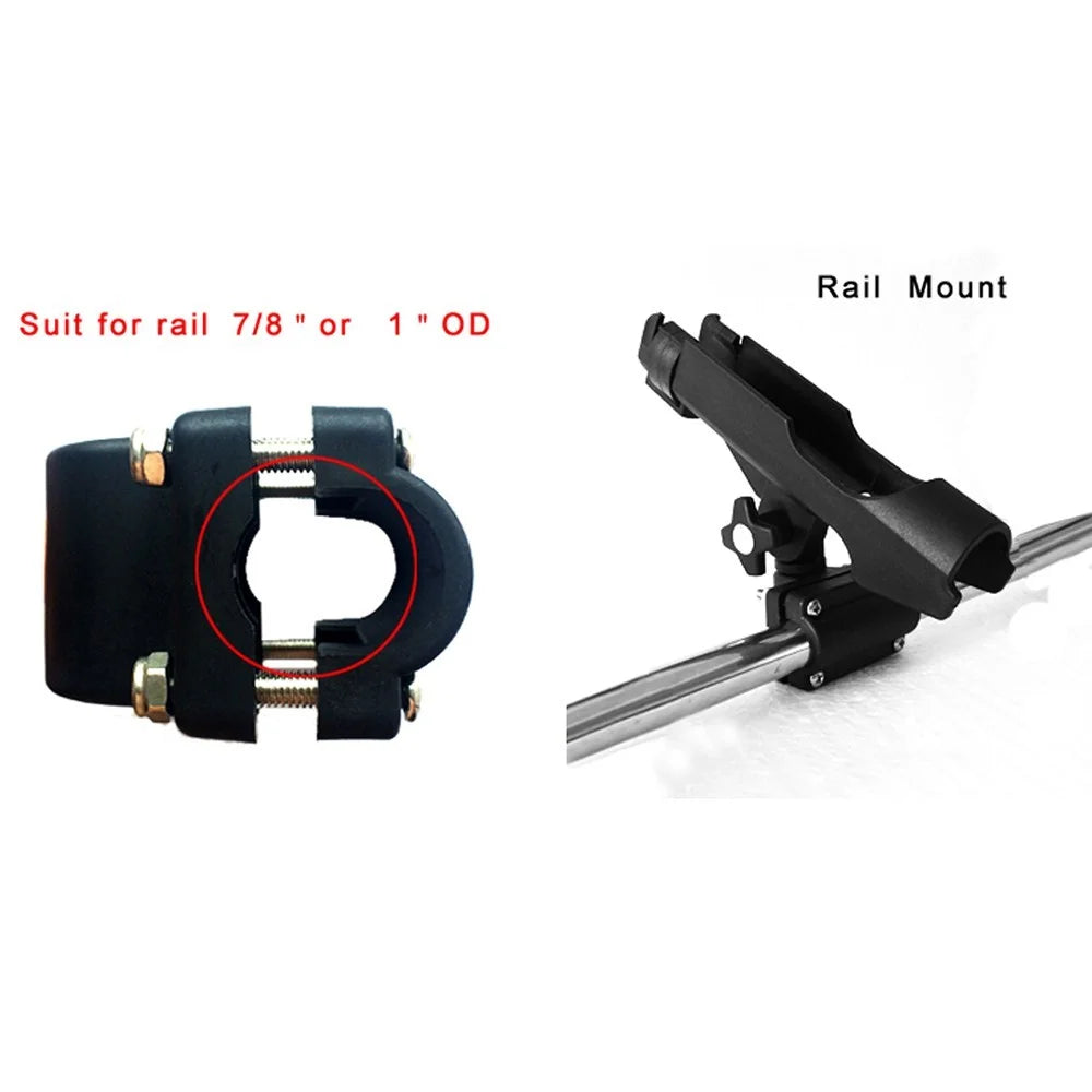 Adjustable Fishing Rod Rack Holder 360 Degrees Rotating Kayak Rail Boat Fishing Pole Support Tool - 2