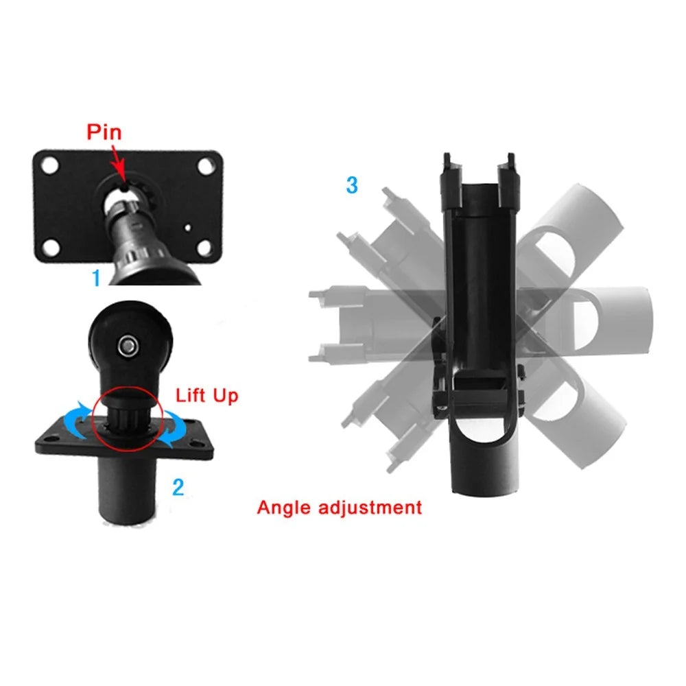 Adjustable Fishing Rod Rack Holder 360 Degrees Rotating Kayak Rail Boat Fishing Pole Support Tool - 4