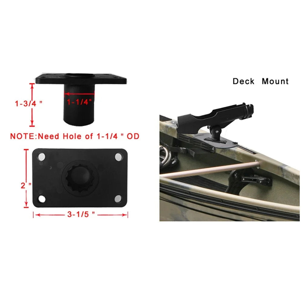 Adjustable Fishing Rod Rack Holder 360 Degrees Rotating Kayak Rail Boat Fishing Pole Support Tool - 6