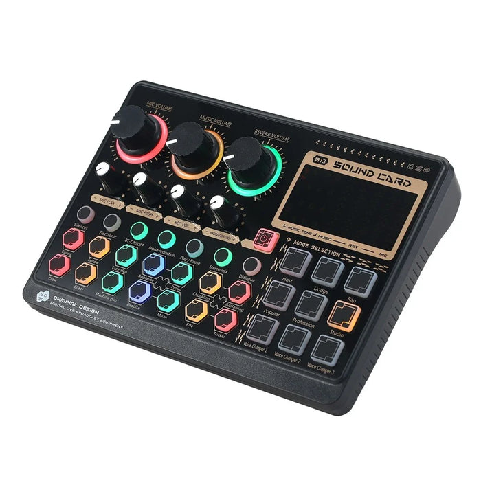 X6mini External Live Sound Card Mini Sound Mixer Board for Karaoke Singing Live Streaming Music Recording 7 Adjustable Buttons with 14 Special Effects BT Connection - Black - 2