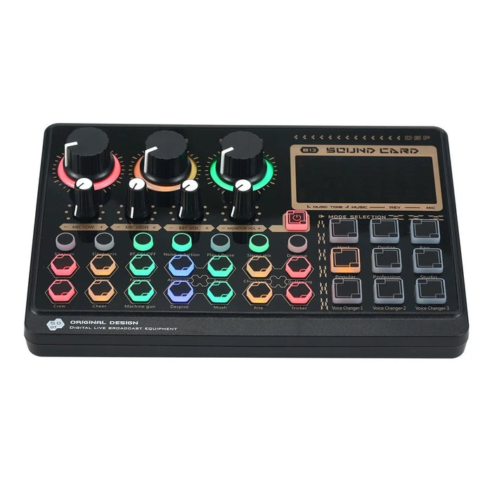 X6mini External Live Sound Card Mini Sound Mixer Board for Karaoke Singing Live Streaming Music Recording 7 Adjustable Buttons with 14 Special Effects BT Connection - Black - 4