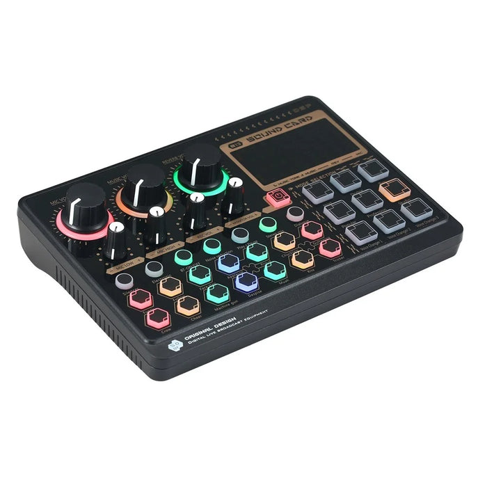 X6mini External Live Sound Card Mini Sound Mixer Board for Karaoke Singing Live Streaming Music Recording 7 Adjustable Buttons with 14 Special Effects BT Connection - Black - 5